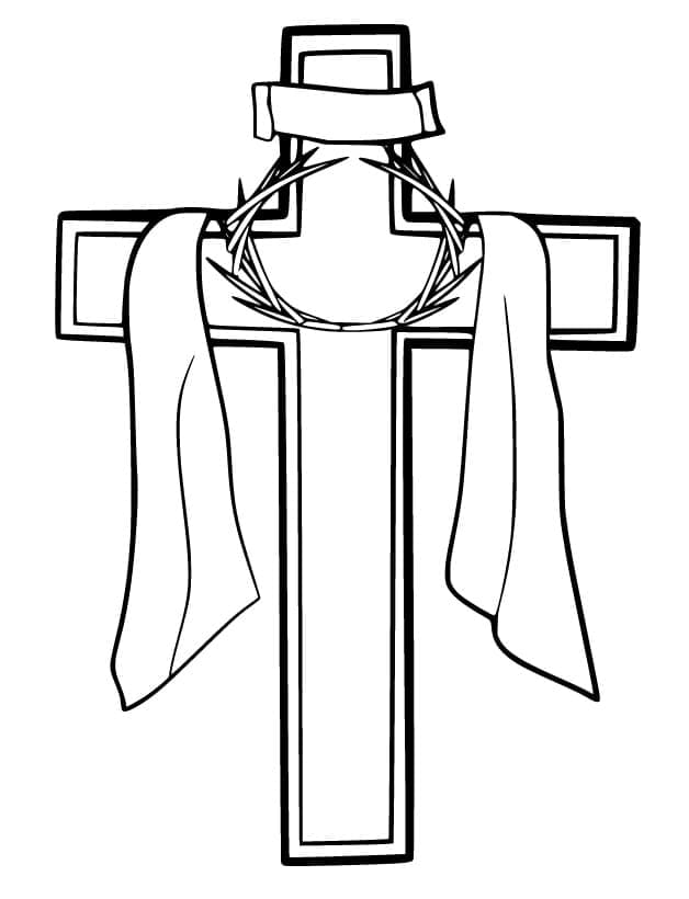 Easter cross for free coloring page