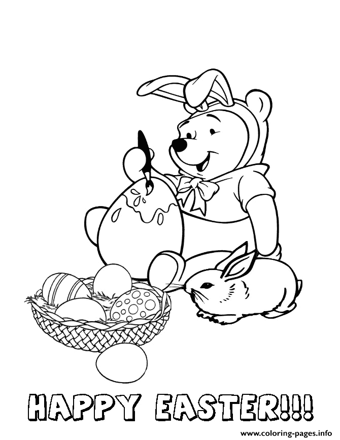 Winnie the pooh easter bunny coloring page printable