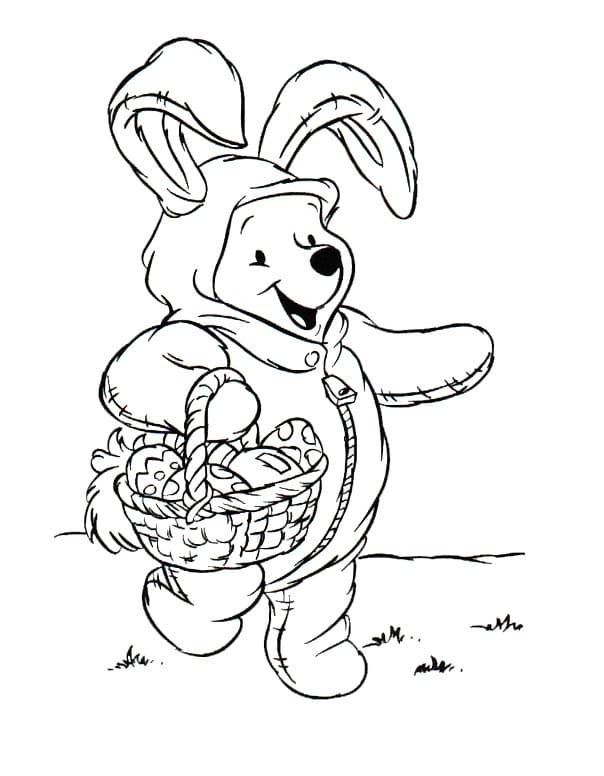 Winnie the pooh on easter coloring page