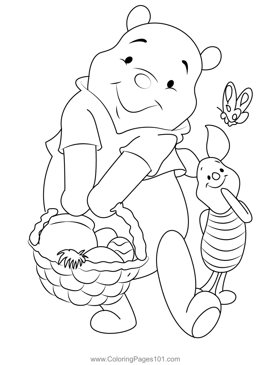 Pooh and piglet coloring page for kids