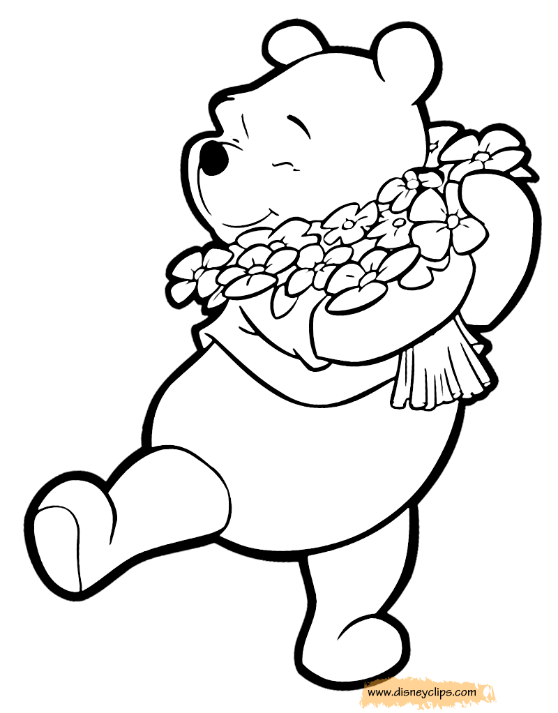 Winnie the pooh spring summer coloring pages