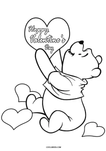 Free printable winnie the pooh valentines day coloring pages for kids