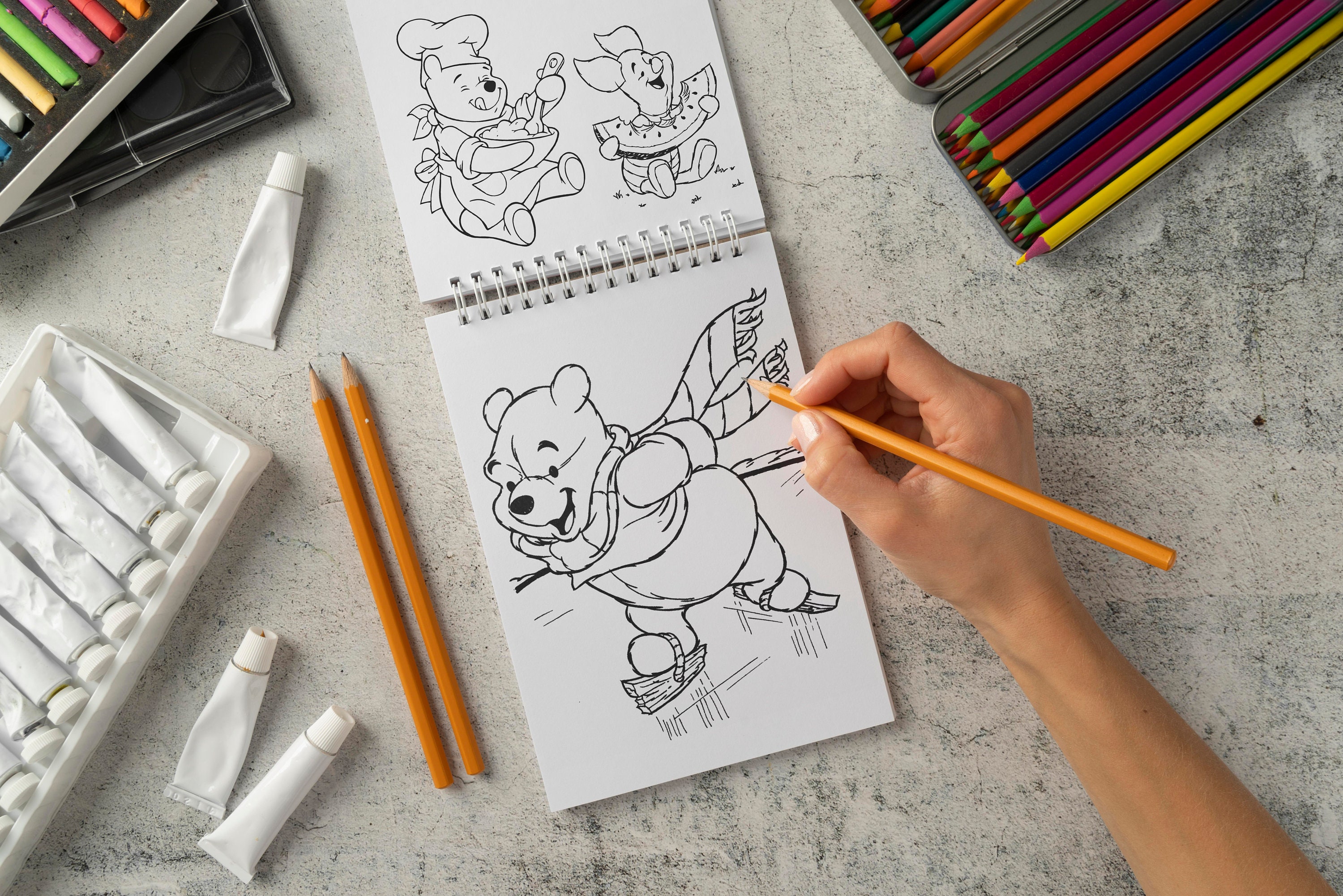 Winnie the pooh coloring book for kids piglet tiger eeyore owl cartoon coloring pages for children instant download coloring book girl