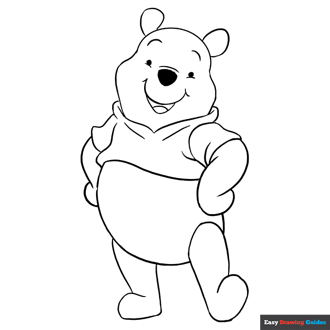 Winnie the pooh coloring page easy drawing guides