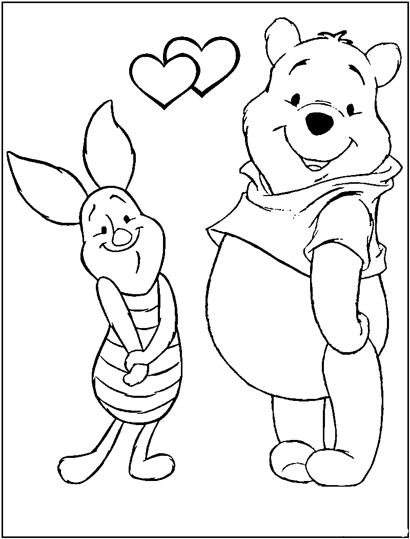 Coloring pages winnie the pooh valentine coloring pages