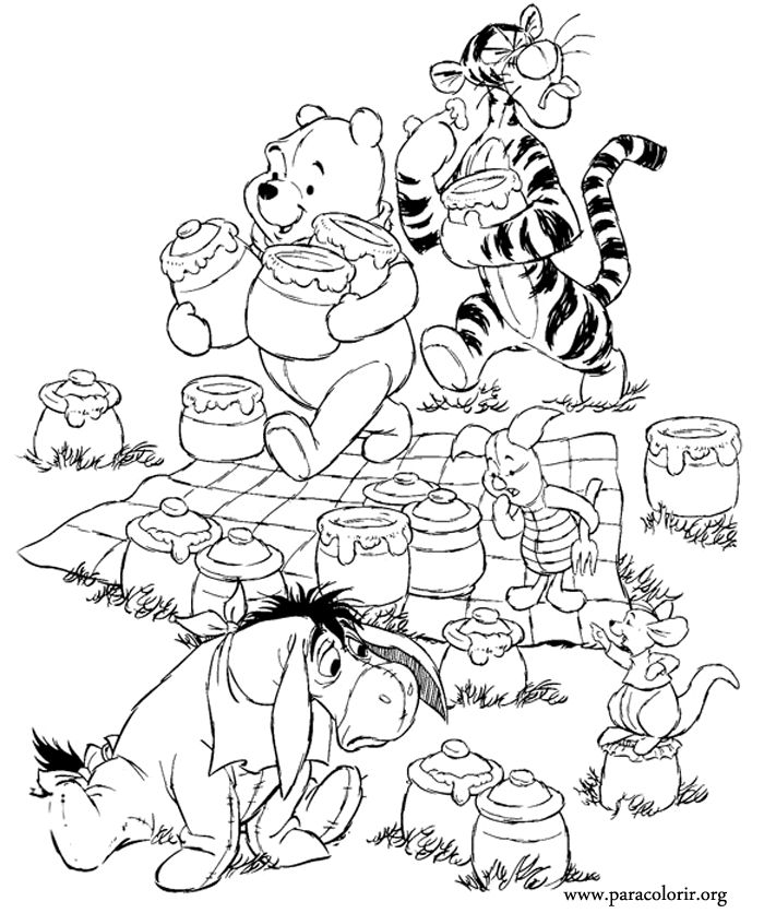 Winnie the pooh honey picnic coloring pages disney coloring pages coloring pictures winnie the pooh drawing