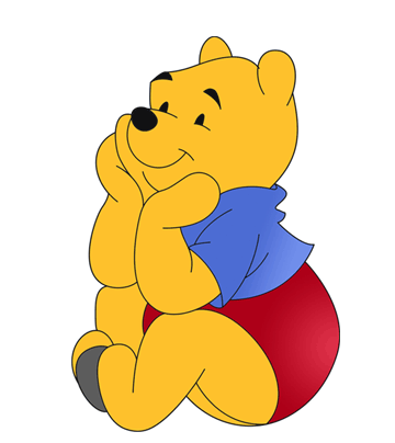 Winnie the pooh in think mode coloring pages for kids to color and print