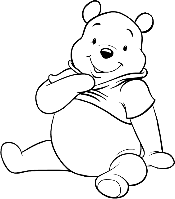 Drawing of winnie the pooh sitting down coloring page