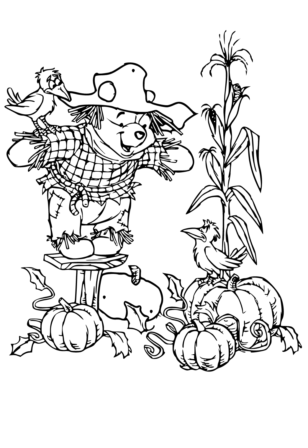 Free printable thanksgiving winnie the pooh coloring page sheet and picture for adults and kids girls and boys