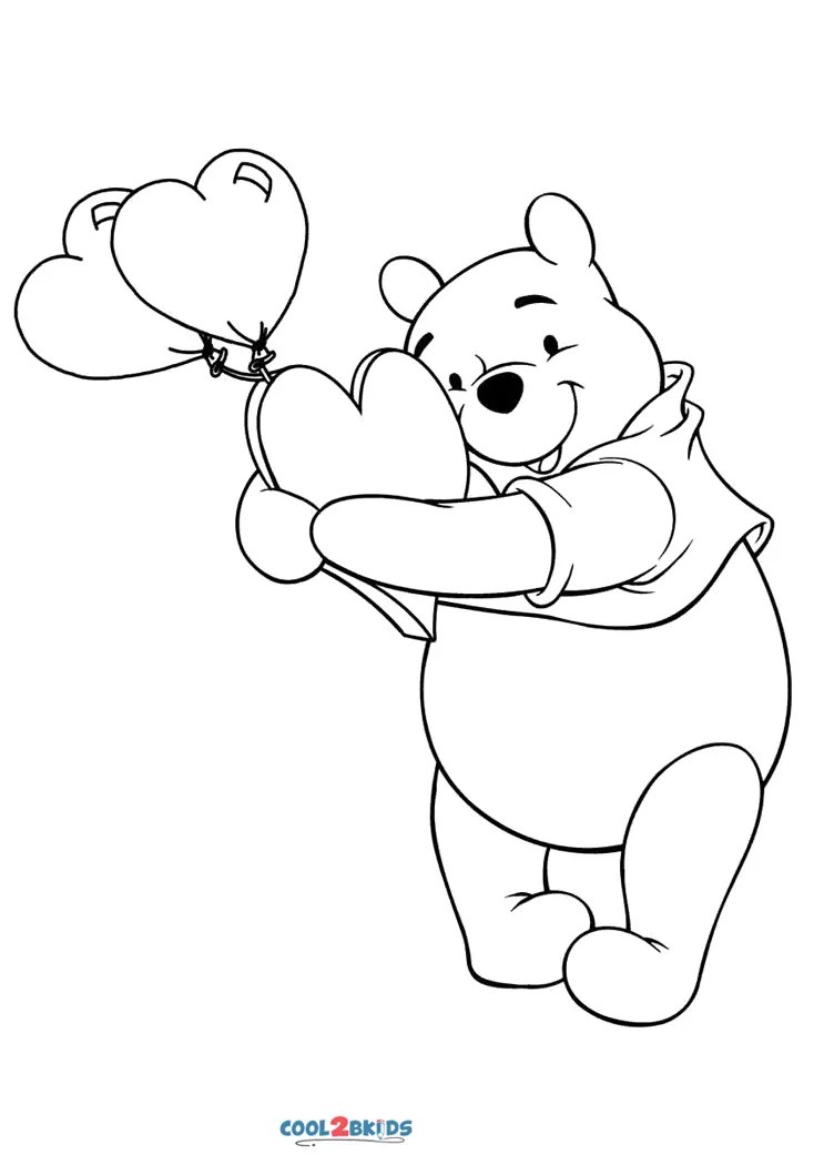 Free printable winnie the pooh valentines day coloring pages for kids