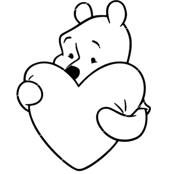 Winnie the pooh valentines day heart png svg cricut cut file silhouette cut file instant download