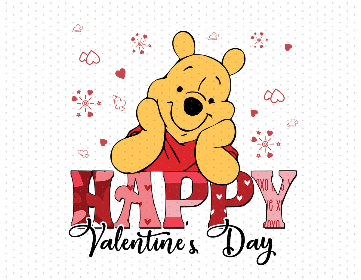 Winnie the pooh happy valentines day sublimation png