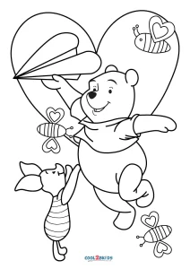 Free printable winnie the pooh valentines day coloring pages for kids