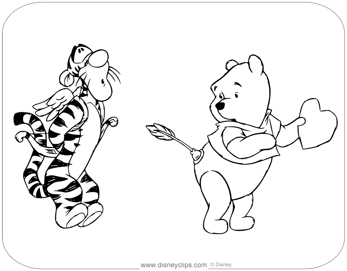 Disney valentines day coloring pages