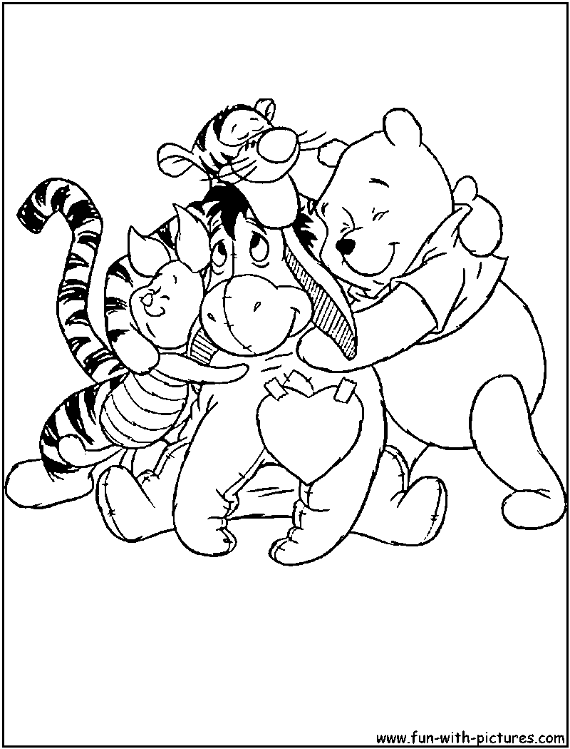 Winnie friends valentine coloring page