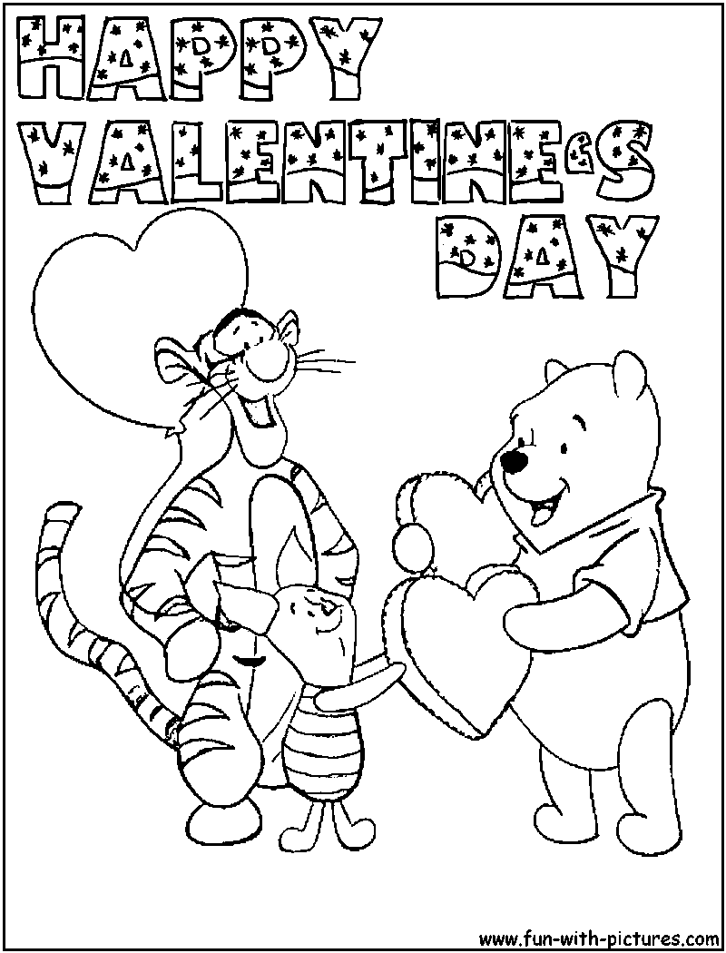 Pooh valentinesday coloring page