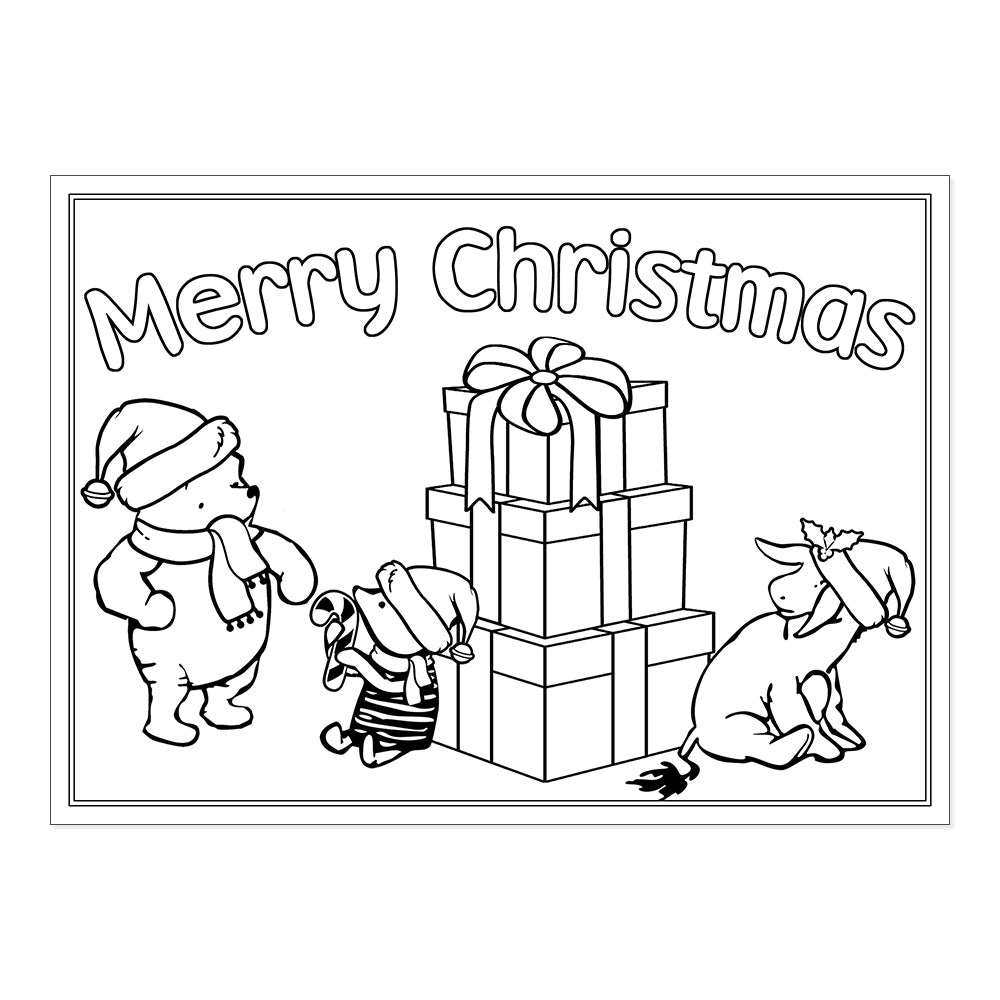 Winnie the pooh christmas coloring cards set of â the invite lady