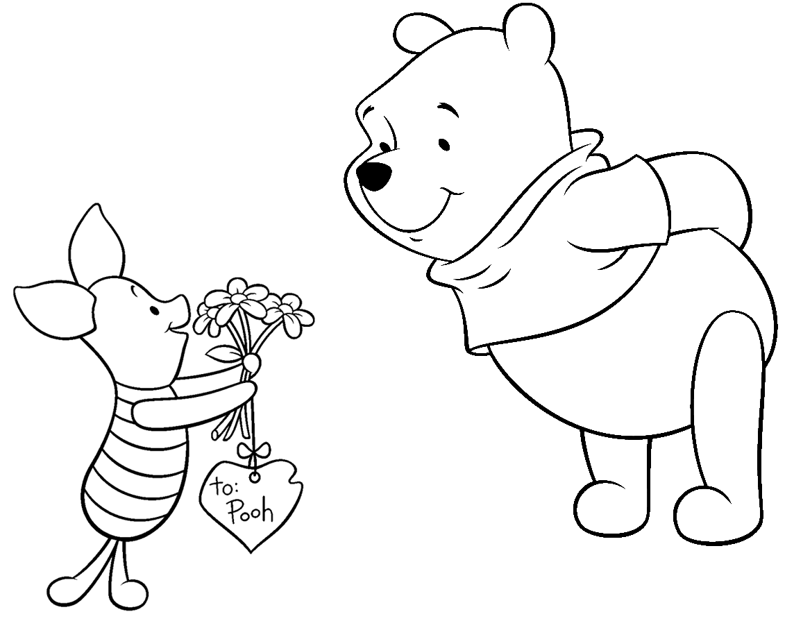 Valentines disney coloring pages