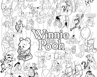 Winnie the pooh coloring sheets digital pdf coloring pages