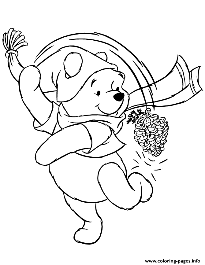 Winter themed s winnie the poohf coloring page printable