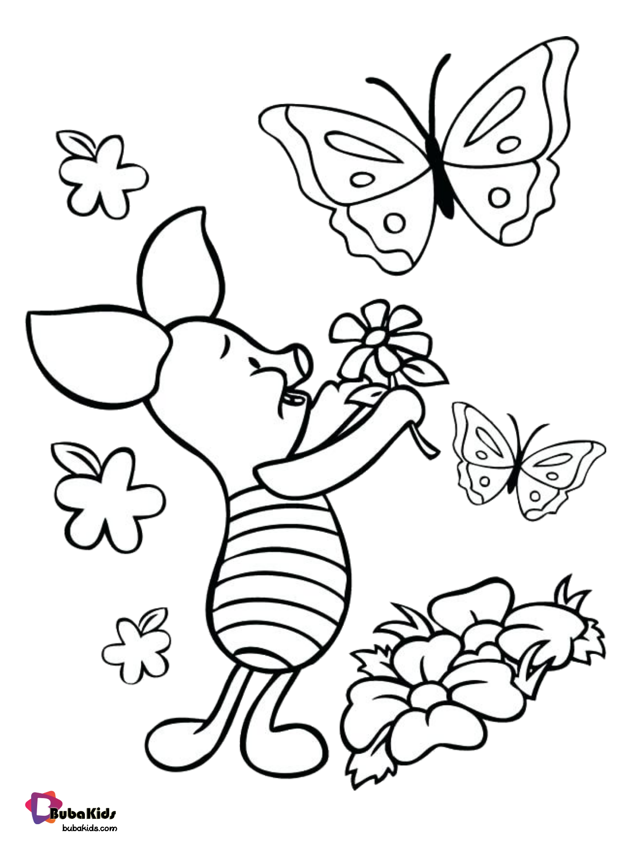 Piglet and butterflies printable coloring page collection of cartoon coloring pages for teenage â butterfly coloring page spring coloring pages coloring pages