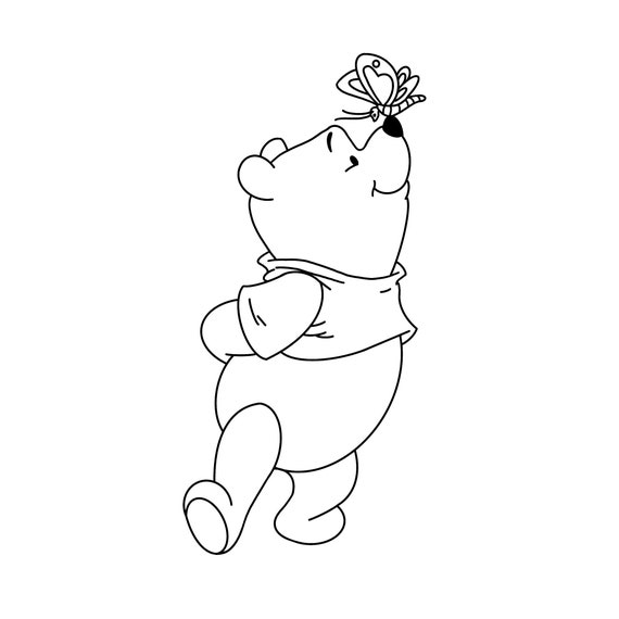 Winnie the pooh with butterfly digital files