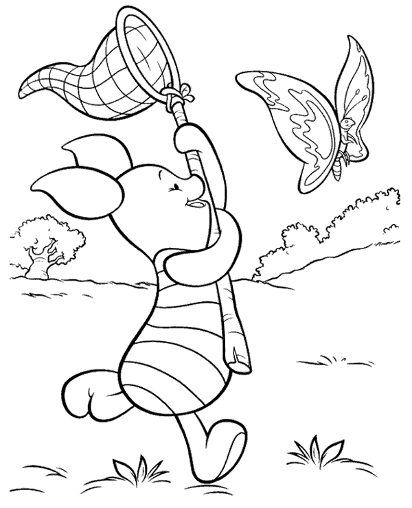 Piglet coloring page pooh character