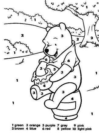 Winnie the pooh coloring page color by numbers coloriage magique coloriage winnie coloriage clown