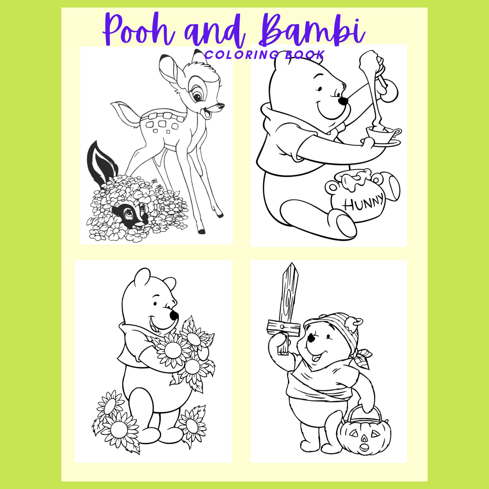 Pooh bear friends coloring sheetspagesbook