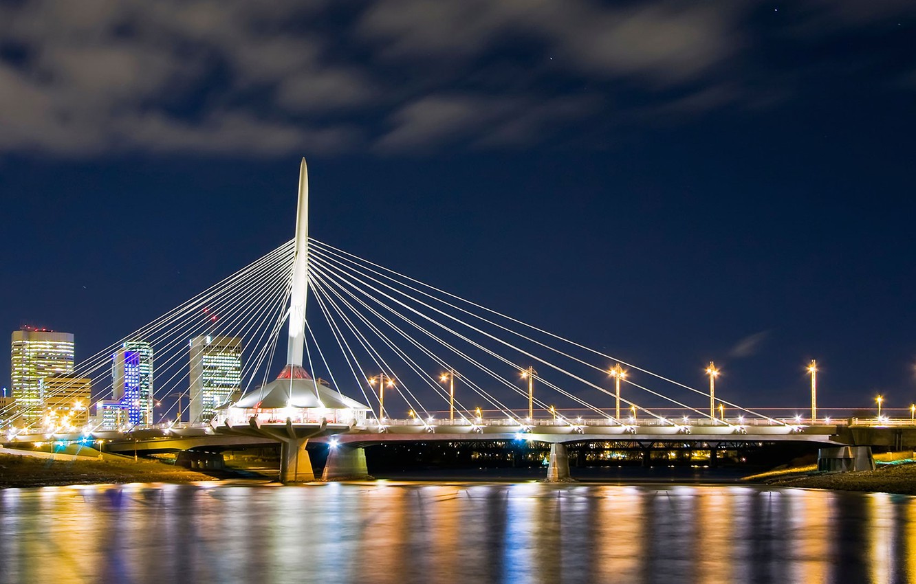 Wallpaper lights canada pedestrian bridge winnipeg esplanade riel images for desktop section ððñðð