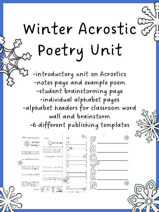 Winter acrostic poetry unit