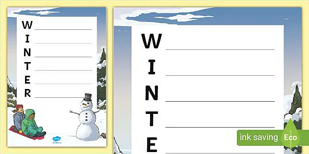 Ks winter acrostic poem template teacher made