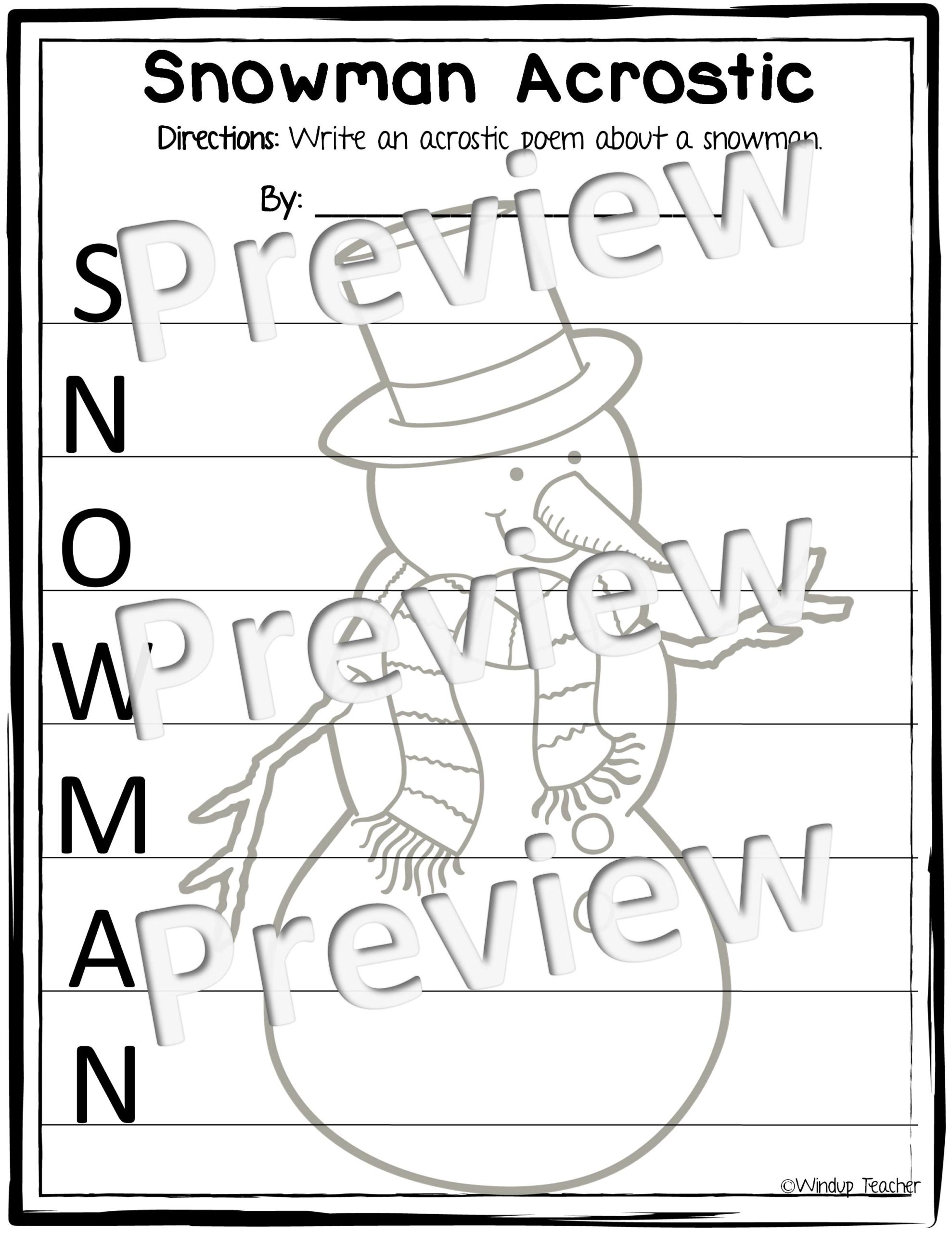 Winter poem writing activity sheets