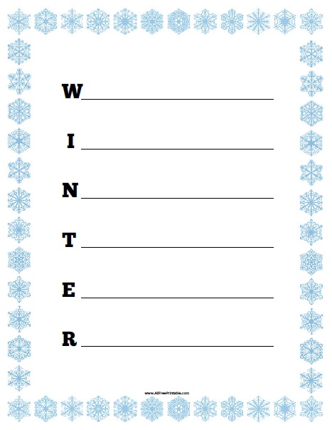 Winter acrostic poem worksheet â free printable