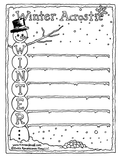 Winter acrostic poem template â creative winter writing activity for kids â tims printables