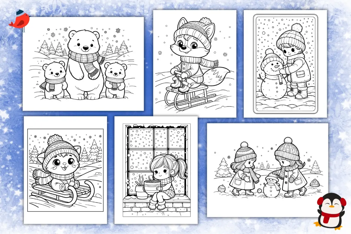 Free winter coloring pages for kids