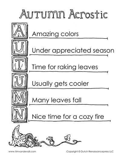 Printable acrostic poem for autumn with acrostic poem example â tims printables acrostic poem examples acrostic poetry acrostic