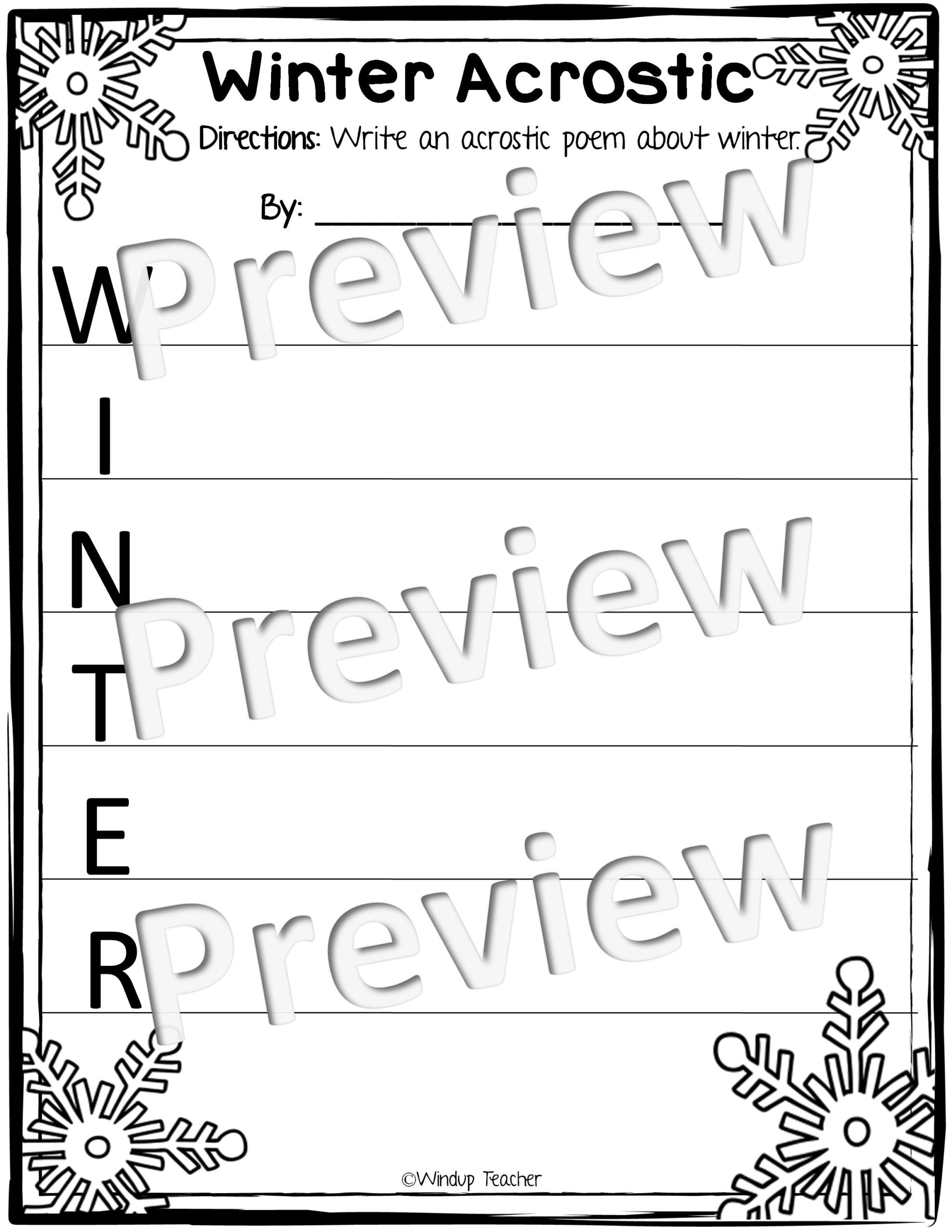 Winter poem writing activity sheets