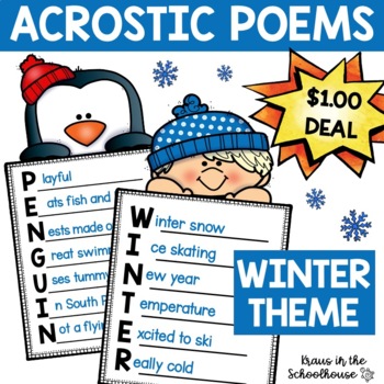 Winter acrostic poem templates dollar deal by kraus in the schoolhouse