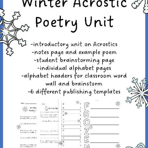 Winter acrostic poetry unit