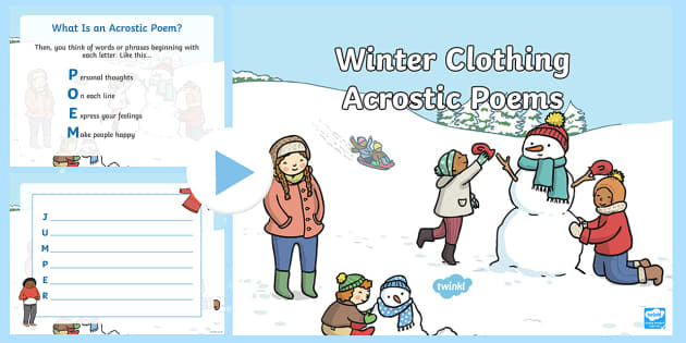 Winter clothing acrostic poems powerpoint teacher made