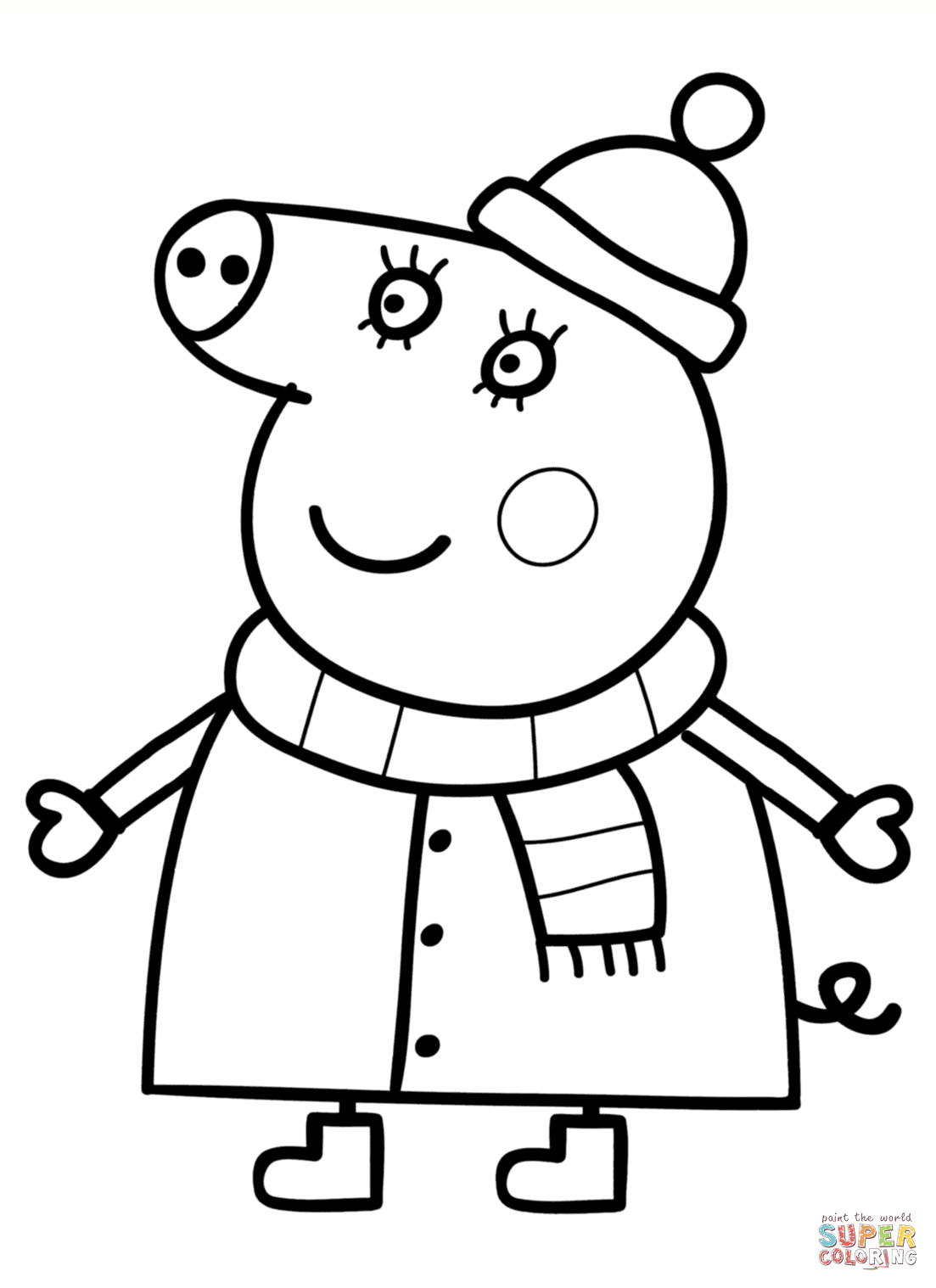 Mommy pig in winter suit coloring page free printable coloring pages