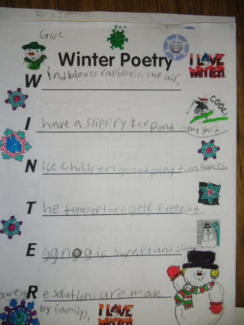 Winter acrostic poems â patties classroom