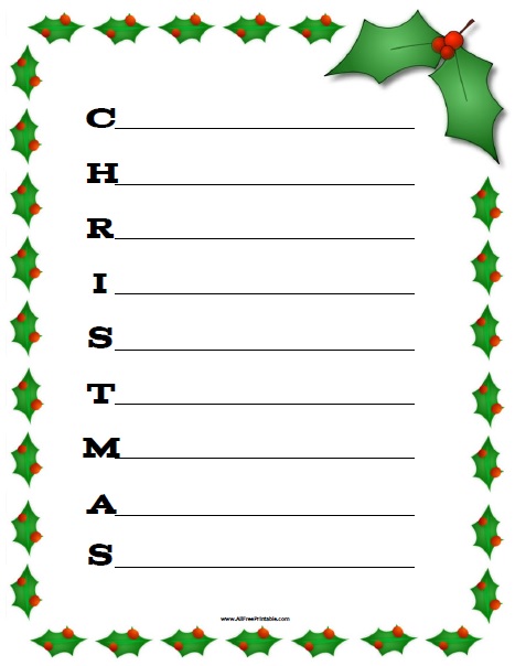 Christmas acrostic poem worksheet â free printable