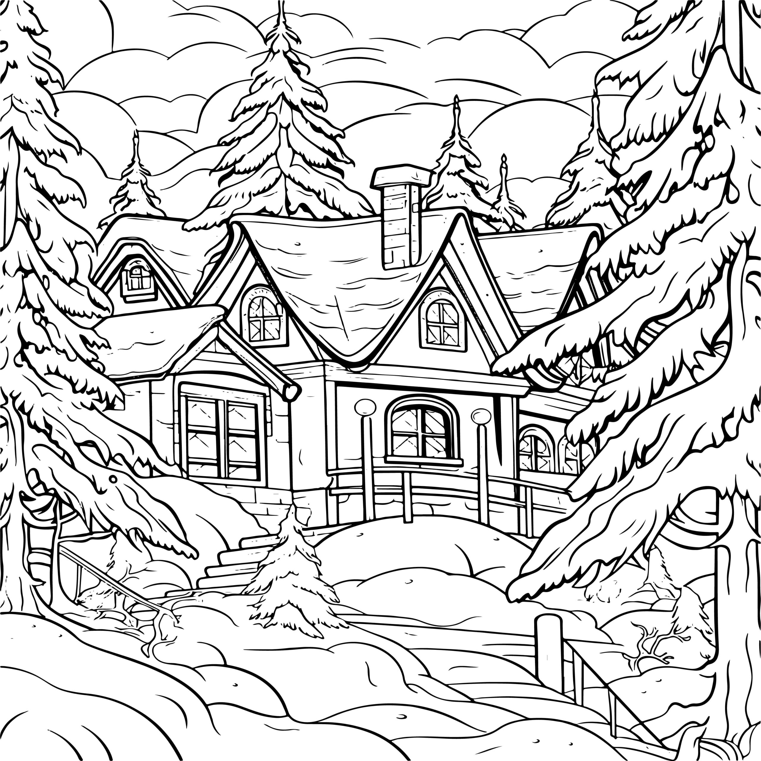 Winter house coloring book amazing winter house stress relief and relaxation made by teachers