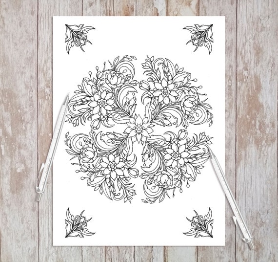 Winter mandala printable adult coloring pages coloring book pages for adults and kids coloring sheets colouring designs instant download