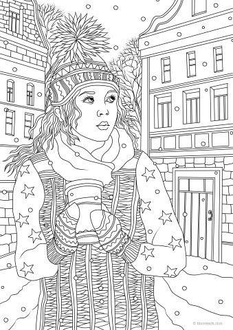 Winter House Printable Adult Coloring Page From Favoreads coloring