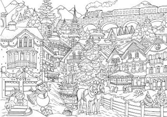 Winter wonderland printable adult coloring page from favoreads coloring book page for adults and kids coloring sheets coloring designs