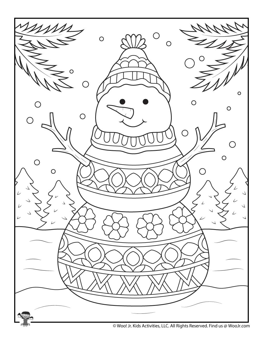 Free winter coloring pages for kids adults