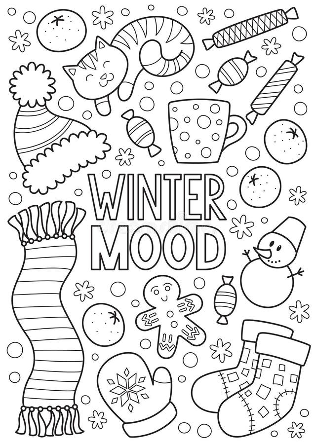 Winter adult coloring book stock illustrations â winter adult coloring book stock illustrations vectors clipart